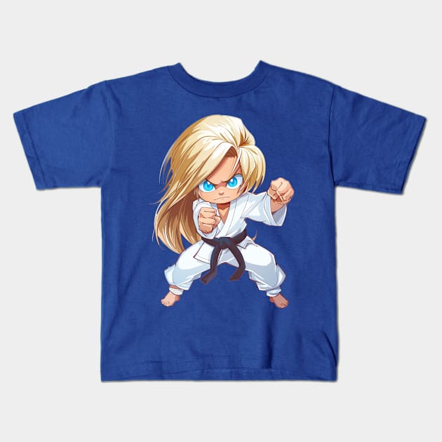 Karate Chibi Girl Kids T-Shirt by JunkyDotCom